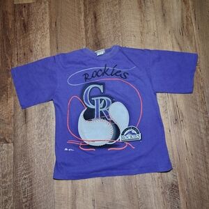 Vtg 1995 Single Stitch Embroidered Colorado Rockies Kids Graphic T Shirt/T342